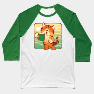Morning Coffee Cat Baseball T-Shirt